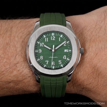 Reloj de pulsera automático verde con correa de caucho