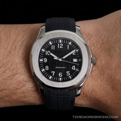 Orologio da polso automatico nero con cinturino in gomma